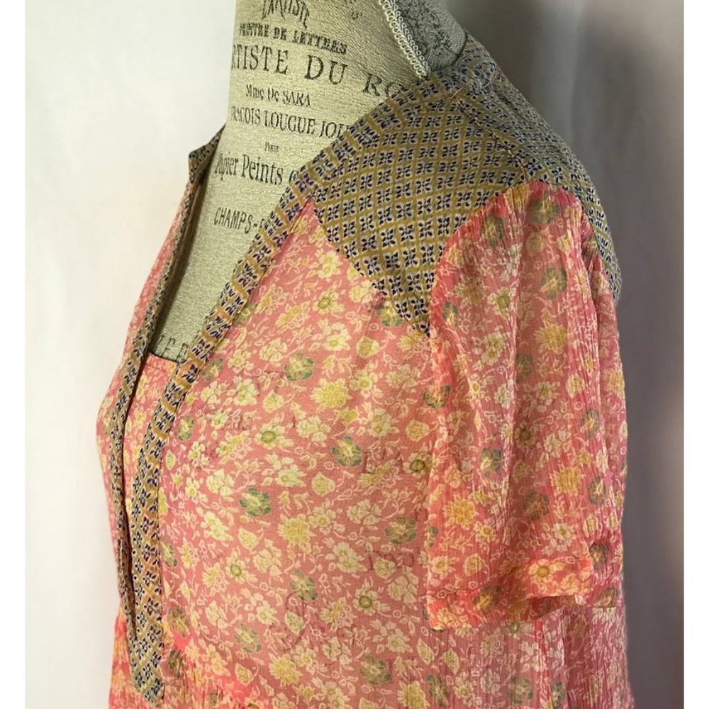 Anthropologie Pink Boho Sheer Flirty Mini Dress By Maeve Size 4 - Picture 7 of 10